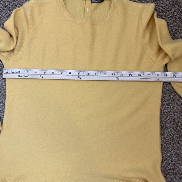 J.McLaughlin Women's 100% Cashmere Mustard Yellow Sweater Womens Large Flutter - Picture 6 of 11